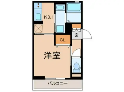 ブルーム(1K/2階)の間取り写真