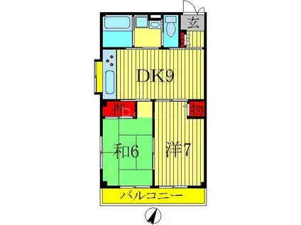 サンハイツ(2DK/2階)の間取り写真
