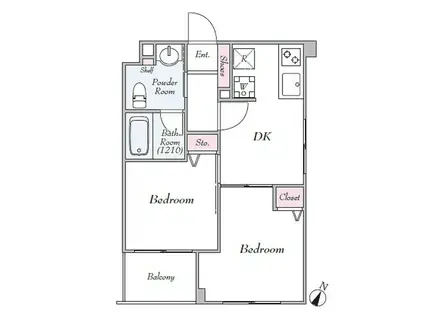 クイーンシティ板橋本町ラディウス(2DK/2階)の間取り写真