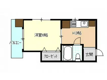 コーポ瀬尾(1K/3階)の間取り写真