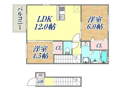 メゾンベージュ(2LDK/2階)の間取り写真