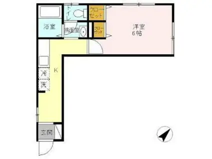 YS KASHIWAGI(1K/2階)の間取り写真