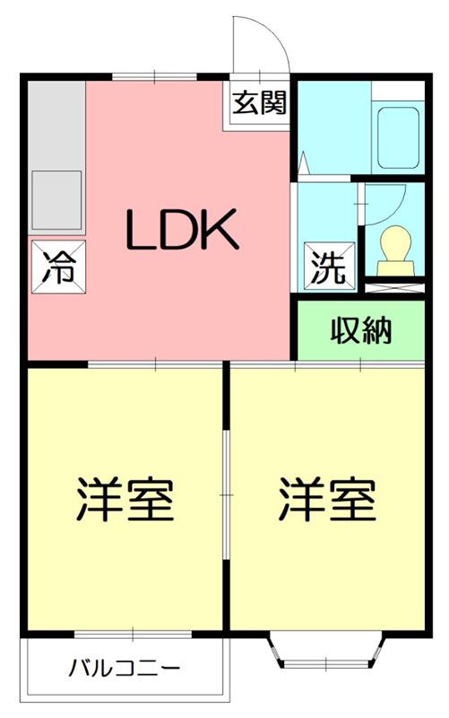 メゾンアイI(2LDK/2階)の間取り写真