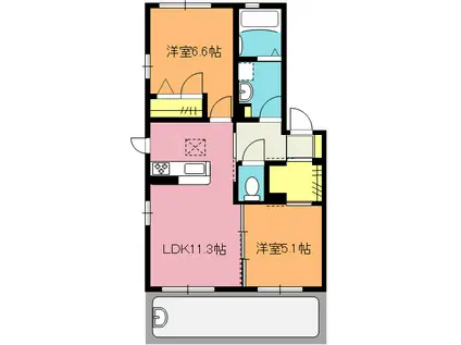 プラチナトラストIII(2LDK/1階)の間取り写真