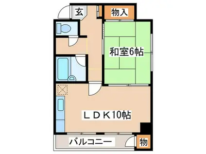 リベルティー大通(1LDK/4階)の間取り写真