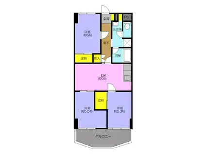 メゾンドール東青梅(3DK/9階)の間取り写真