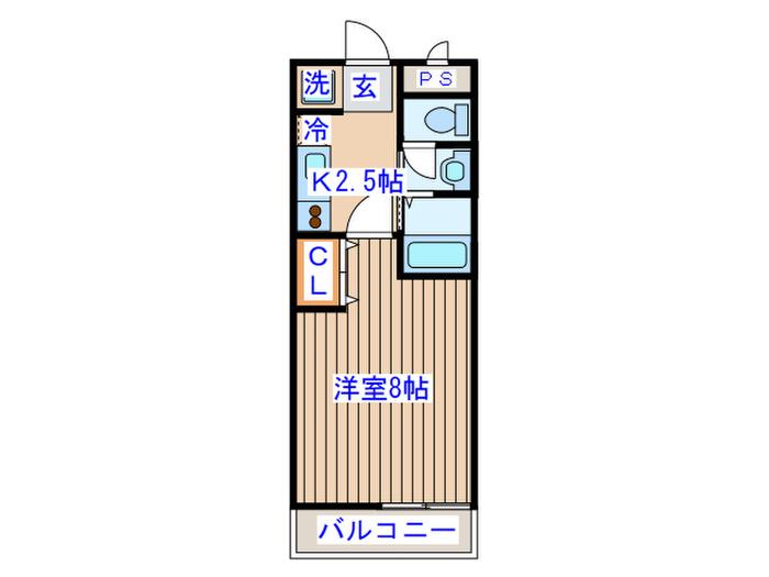 ヴィラ青葉(1K/1階)の間取り写真