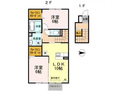 たてのきコート(2LDK/2階)の間取り写真