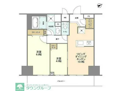 BLESS蔵前(2LDK/9階)の間取り写真