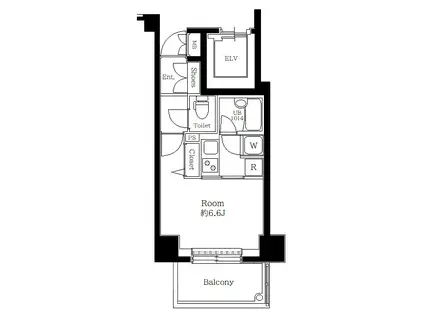 パレステュディオ文京音羽(1K/1階)の間取り写真