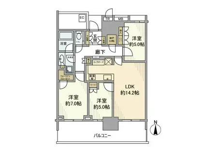 BAYZ TOWER&GARDEN(3LDK/3階)の間取り写真