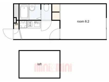 レオパレスクレール福田(1K/1階)の間取り写真