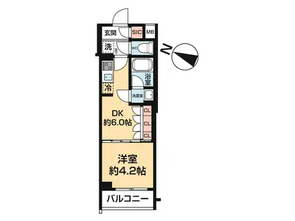 ARCOBALENO HASUNE I(1DK/2階)の間取り写真
