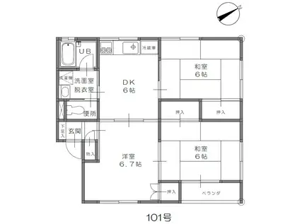 コーポかたくり(3DK/1階)の間取り写真