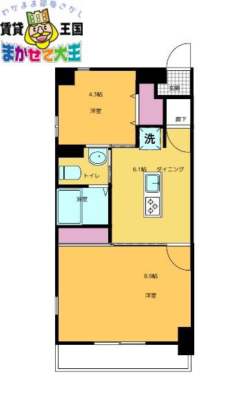 T-COURT(1LDK/3階)の間取り写真