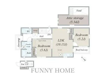 船橋3丁目8番地6号(2LDK/2階)の間取り写真