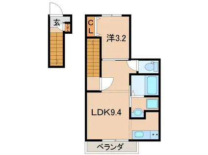 ブラウレーヘン(1LDK/2階)の間取り写真