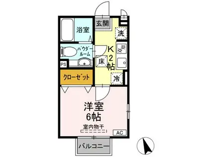 ルシール星川(1K/1階)の間取り写真