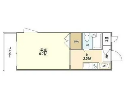 立花ハイツ(ワンルーム/3階)の間取り写真