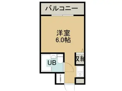 スカイコート函館(1K/2階)の間取り写真