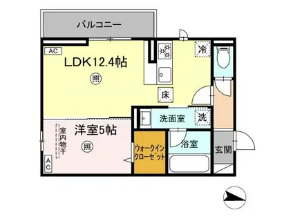 クオリティパレス真砂(1LDK/1階)の間取り写真