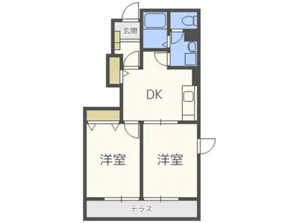 パークサイド辻(2DK/1階)の間取り写真