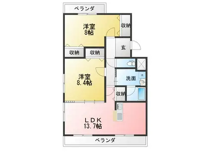 WINS(2LDK/2階)の間取り写真