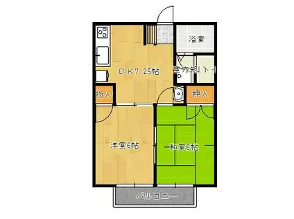 牟礼ぐらしROOM(2DK/2階)の間取り写真