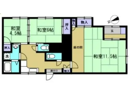 海神フォーラム椎野(3DK/1階)の間取り写真