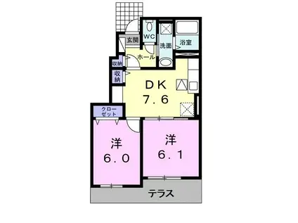 アニメート 塩津I(2DK/1階)の間取り写真