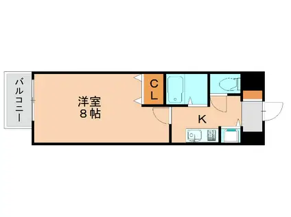 クイーンズ九大前(1K/5階)の間取り写真