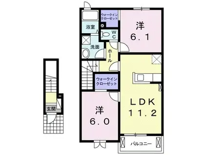 スクオーラ・プレッソ(2LDK/2階)の間取り写真