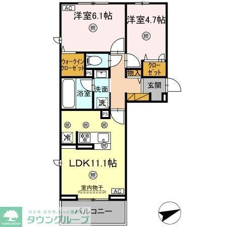 シャンティ(2LDK/3階)の間取り写真