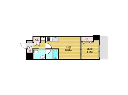 LA CASA新北野(1LDK/2階)の間取り写真