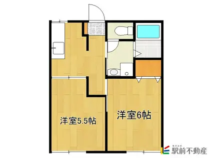 リゾートハイツ鹿子(2K/1階)の間取り写真