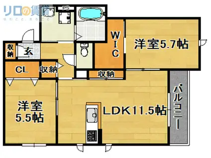 メゾンプレジール(2LDK/2階)の間取り写真