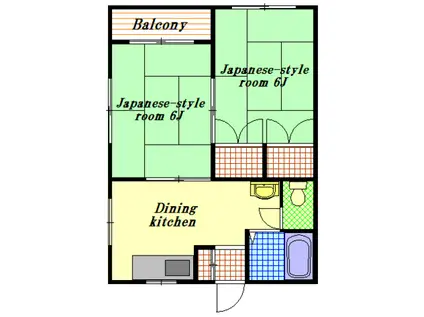 渡辺コーポ(2DK/2階)の間取り写真