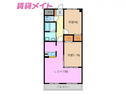 レジデンス マル美(2LDK/2階)の間取り写真