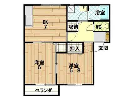 シェモア元町B棟(2DK/2階)の間取り写真