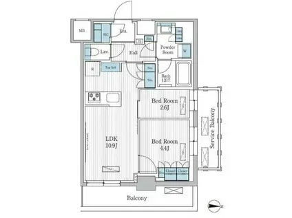 パークアクシス東陽町レジデンス(2LDK/11階)の間取り写真