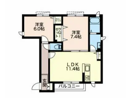 シャーメゾン アルウェール(2LDK/1階)の間取り写真