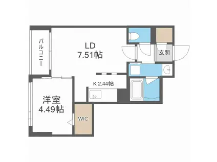 ノルデスタパークムーン(1LDK/5階)の間取り写真