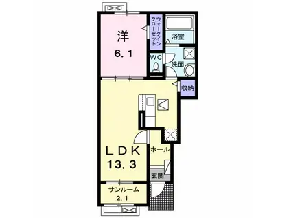 スピアA(1LDK/1階)の間取り写真
