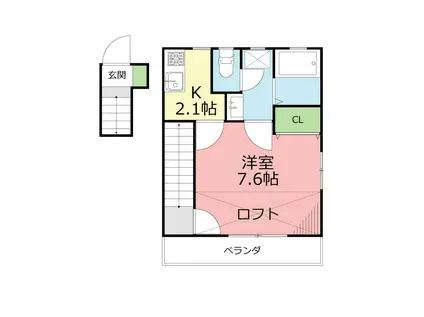 エクセレントハイム1(1K/2階)の間取り写真
