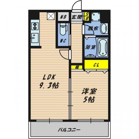 ウインズコート今福西(1LDK/9階)の間取り写真