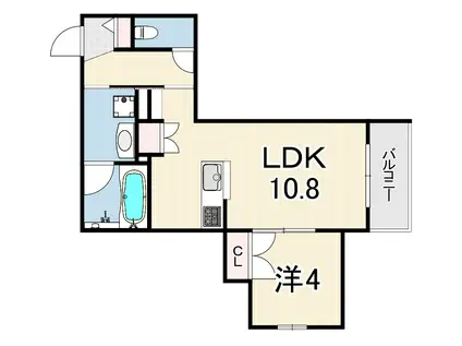 西宮市門前町ヘーベルメゾン(1LDK/3階)の間取り写真