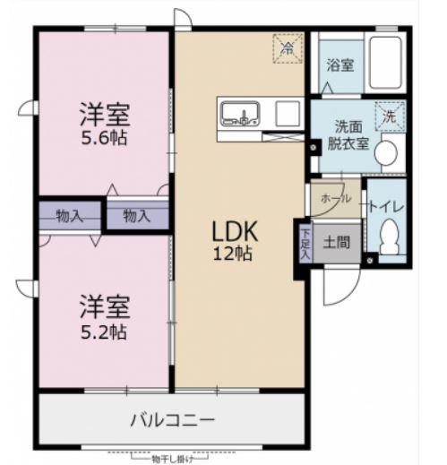 SKY-GS(2LDK/1階)の間取り写真