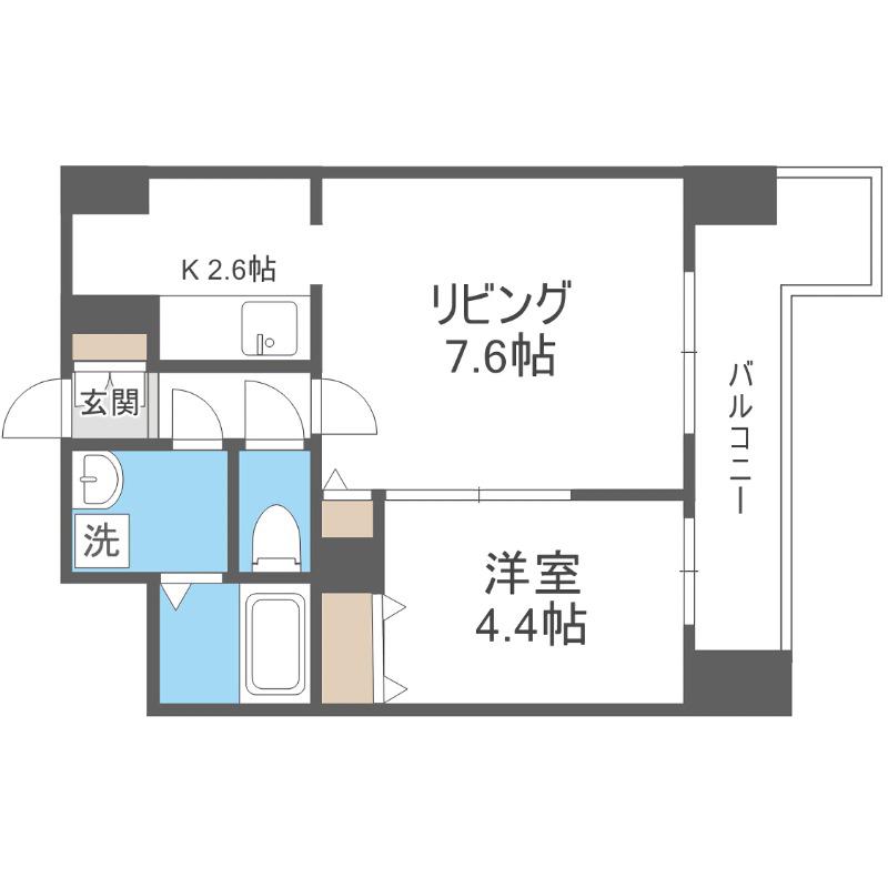 レジディア札幌駅前(1LDK/8階)の間取り写真