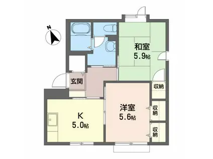 クレセントK(2K/1階)の間取り写真