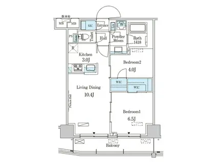 パークアクシス赤羽南(2LDK/7階)の間取り写真